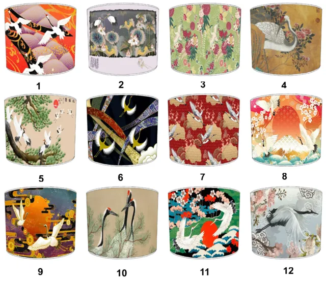 Japanese Oriental Cranes Lamp shades, Ideal To Match Wallpaper Murals.