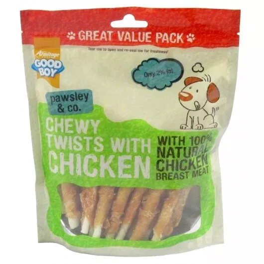 Good Boy Pawsley & Co Chewy Twist Sticks Wrapped in Real Chicken 3x350g