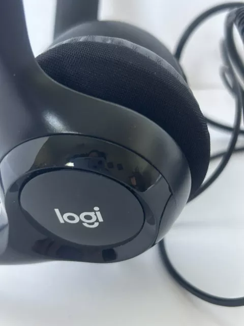 Logitech Logi Headphone Headset Wired Black USB Padded Ears Volume Control Chat