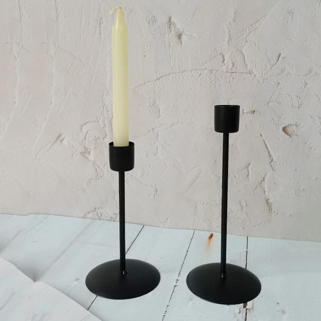2 piezas Portavelas geométricas Exquisito Soporte para Boda (Negro)