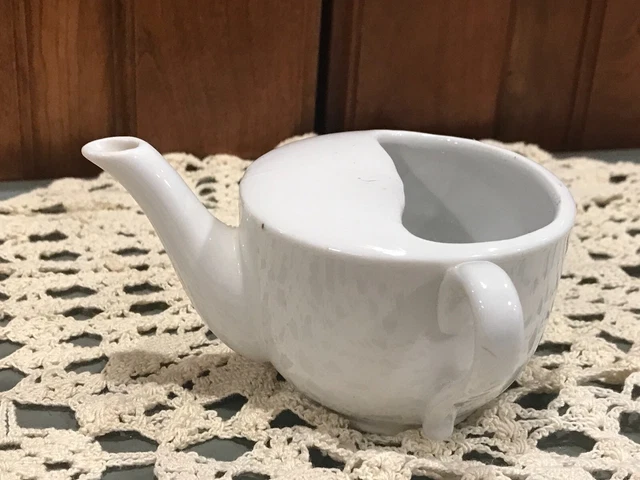 Antique Medical Porcelain Invalid/Infant Feeder Pap Boat Flat Top Germany