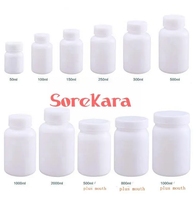 Capacity 50-2000ml HDPE White Bottle Reagent Sample Vials Wide Mouth