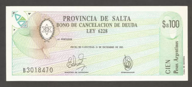 Argentina - Salta; 100 pesos argentinos (1985); UNC; P-S2602; C-001