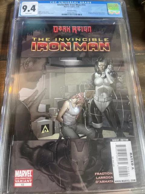 Invincible Iron Man #15🤖CGC 9.4 NM-🤖2nd Print Variant-Madam Masque🤖FREE SHIP