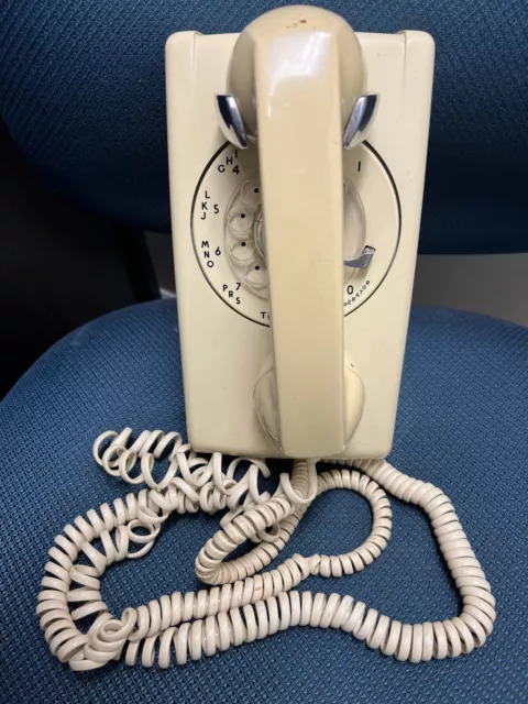 Vintage Bell System Western Electric Rotary Wall Phone Beige Model 554 AB Untest