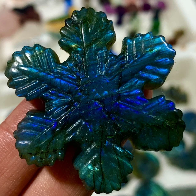 33G Natural beautiful labradorite crystal hand-carved snowflake healing