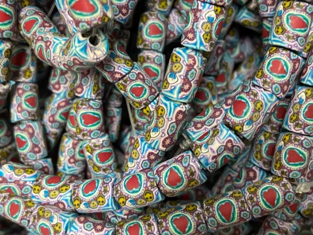 NEW 100 pieces Polymer Clay Tube Beads 7 x 6 mm Moon Sun Mushroom Yin Yang