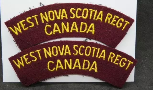 West Nova Scotia Regt Pair of WWII Era Embroidered Shoulder Flashes
