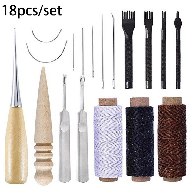 Punto Arte Kit Pelle Strumenti Cucitura Lavoro 18Pcs / Set Craft Mano Legno