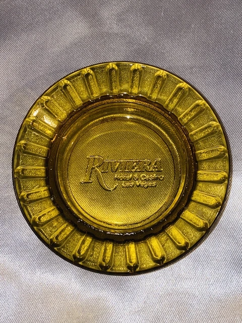 ⭐️Gorgeous Vintage Riviera Hotel & Casino Amber Colored Glass Ashtray Las Vegas
