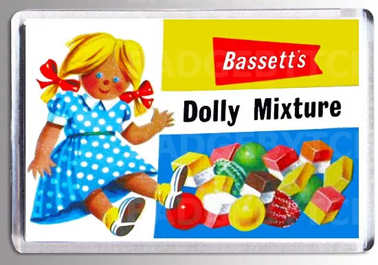 DOLLY MIXTURE large FRIDGE MAGNET - - CLASSIC RETRO SWEET SHOP COOL!