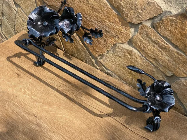 Towel Holder Kitchen Bathroom Rack Hanger Hook Blacksmith Hand Forged Christmas