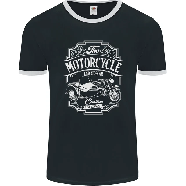 T-shirt Ringer Moto e Sidecar Biker Motociclo Uomo FotoL