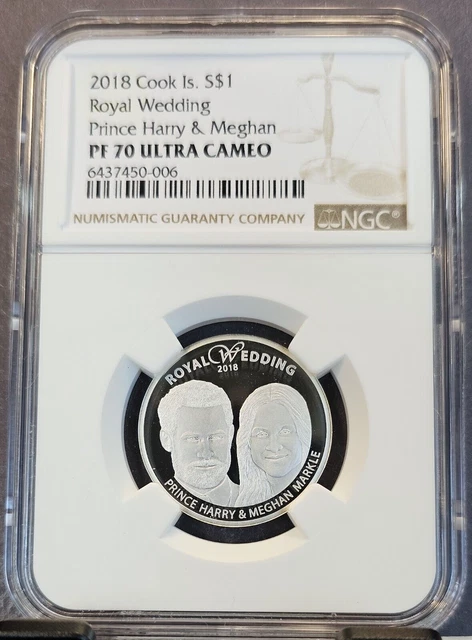 2018 Cook Islands Silver Dollar Prince Harry & Meghan Ngc Pf 70 Ultra Cameo