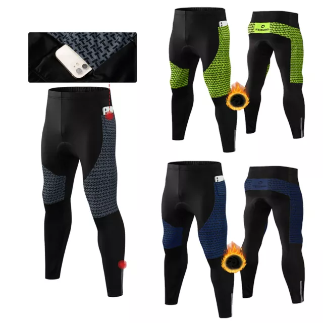 Fahrradhose Lang Radlerhose 4D Gel Sitzpolster Unterhose Herren Winter Radfahren