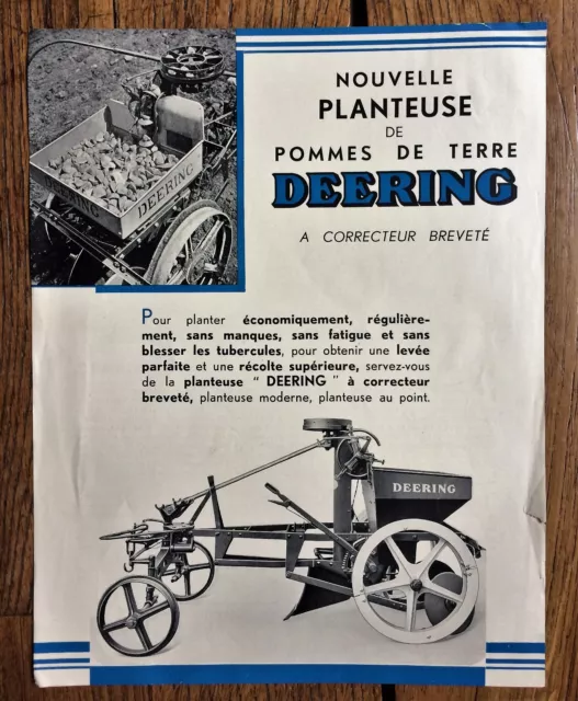 Superbe,"Deering",Nouvelle Planteuse De Pommes De Terre,Années 30,Hiron,Photos,