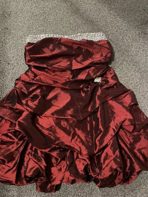 Dress190 Red Bandeau Prom Dress Size 16 3