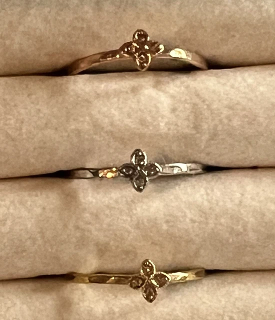 Stella & Dot Moraley Flower Set Of 3 Stacking Stackable Rings Sz 6.5 Stella & Dot Moraley Flower Set Of 3 Stacking Stackable Rings Sz 6.5
