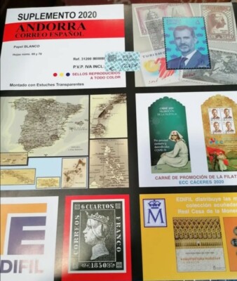 ANDORRA ESPAÑOLA HOJAS DE ÁLBUM EDIFIL SUPLEMENTO AÑO 1976 MONTADO EN BLANCO 