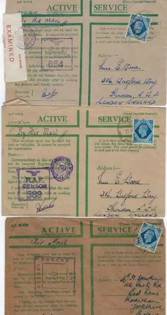 UK GB EGYPT 1940s SIX WAR TIME ACTIVE SERVICE COVERS DIFFERENT RAF CENSOR MARKI