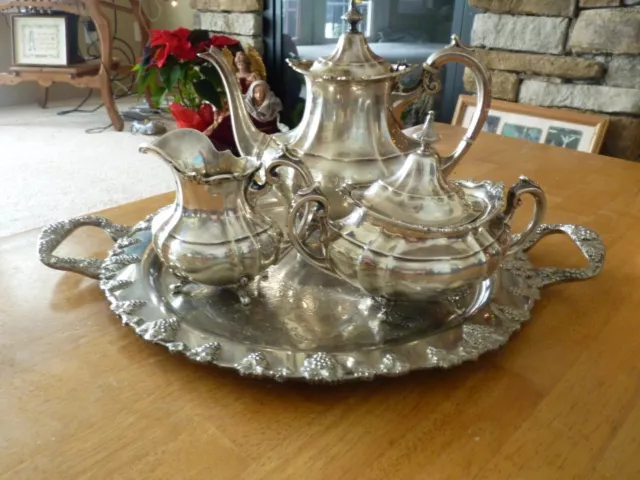 Reed & Barton 3 Piece Set Sterling Silver Coffee & Tea Service Hampton Court