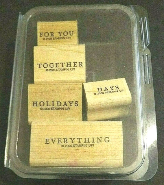 Stampin' Up Rubber Stamp Set 5 Small Mini Words 2006 Together Holidays Days