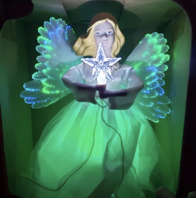 ANIMATED FIBER OPTIC ANGEL TREE TOPPER/HER WINGS MOVE & COLORS CHG Mr