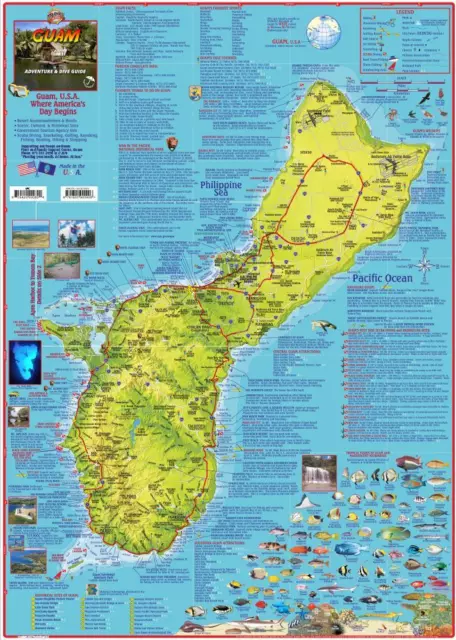 Guam Adventure & Dive Guide Laminated Map Poster by Franko Maps