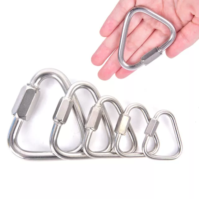 Triangle Carabiner Stainless Steel Keychain Snap Clip Hook Buckle Screw .di