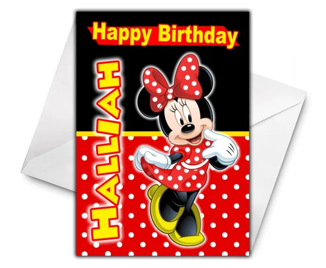 MINNIE MOUSE Personalised Birthday Card - Minnie Mouse Greetings Card - Disney