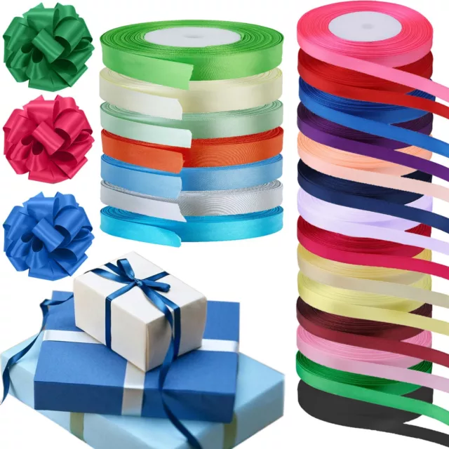 Satin Ribbon Reels Rolls Double Sided Face 25 Metres Plain Width 3mm-25mm Craft