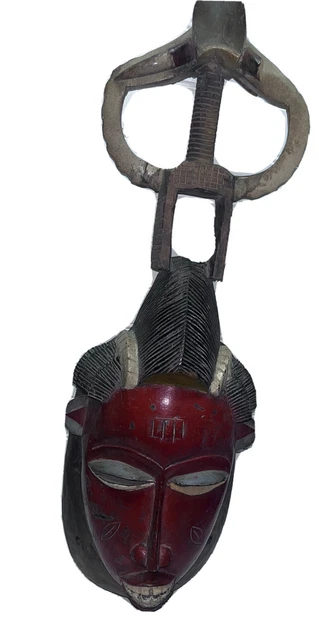 African Tribal Face Tall Mask Wood Carved Guro Cote D'Ivoire 26” Vintage Quality