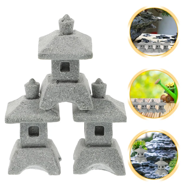 4 Pcs Simulation Landscape Pavilion Sandstone Micro Ornaments Pagoda Yard
