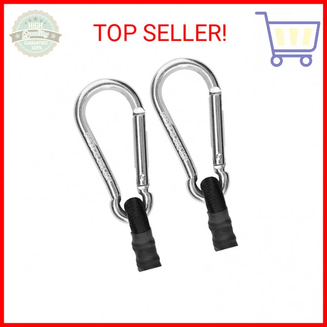ZHOUBIN 24 Inch Black Bungee Cords with Carabiner Hooks, 2Pcs