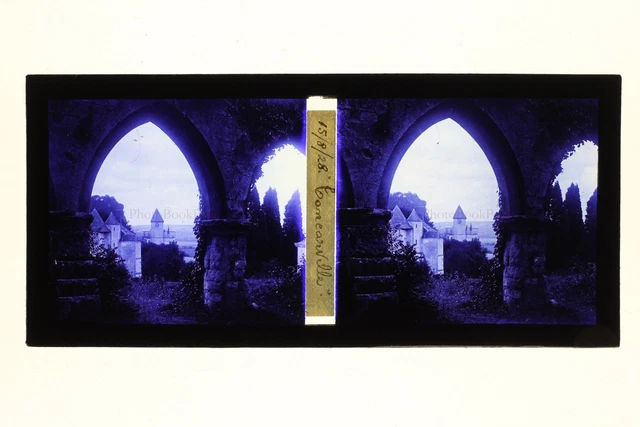 Tancarville France Photo Plaque de verre stereo Vintage 1928