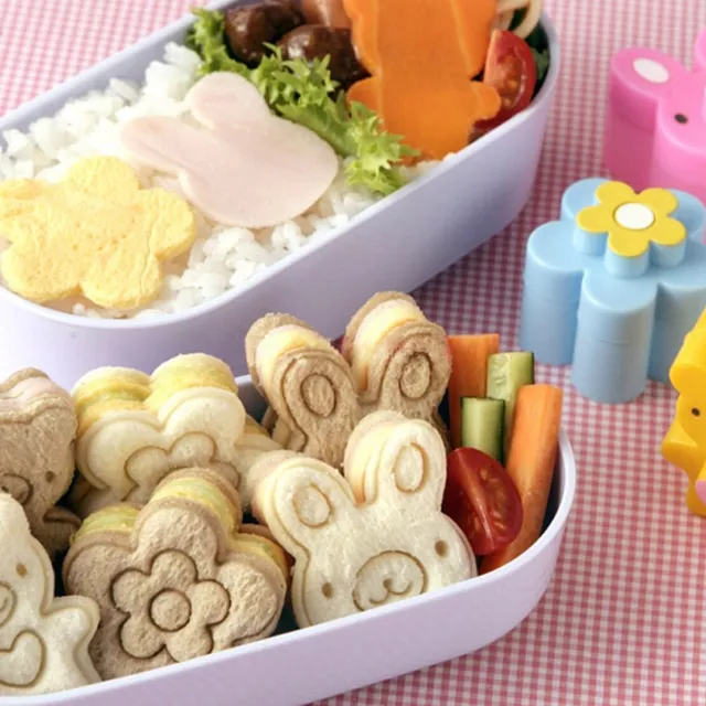 3pcs Sandwich Cutter Rabbit Bear Flower Mould Bento Crust Bread Cake Toast Mold