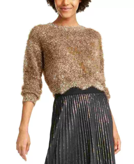 Lucy Paris Women's Long Sleeve Jewel Neck Sweater Yellow Size X-Large