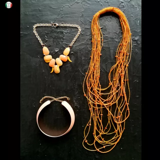 Tris Jewelry Women's Fashion Choker Collier Rigid Long Necklace Choker Orange