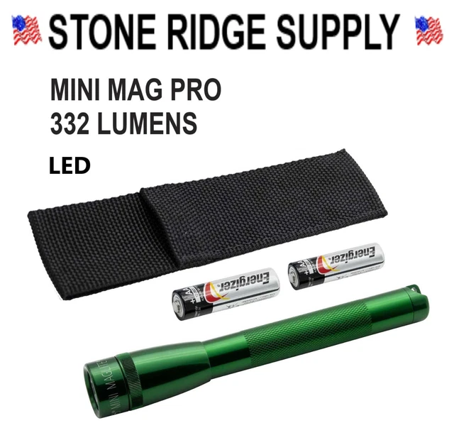 Maglite Pro Mini SP2P39H 2 AA Cell LED GREEN Flashlight 332 Lumems Camping Hike