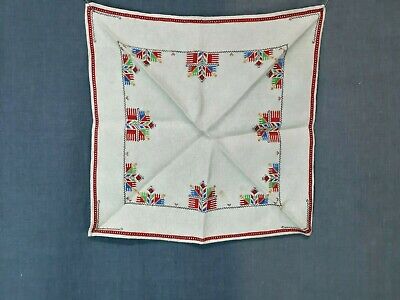 Antique Textile Balkan Bulgarian Hand embroidered Tablecloth 48 cm x 48 cm