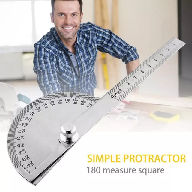 fr 180 Degree Stainless Steel Protractor Angle Finder Rotary Measuring Ruler