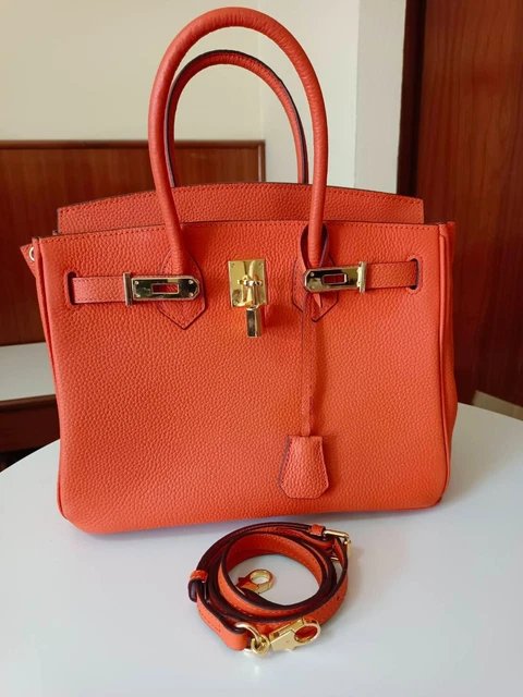 Top quality Togo genuine leather Orange padlock tote bag crossbody women handbag