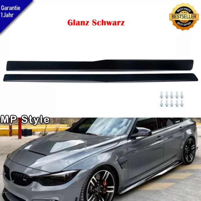 Seitenschweller Flügel Performance Look für BMW M3 M4 F80 F82 F83 Glanz Schwarz