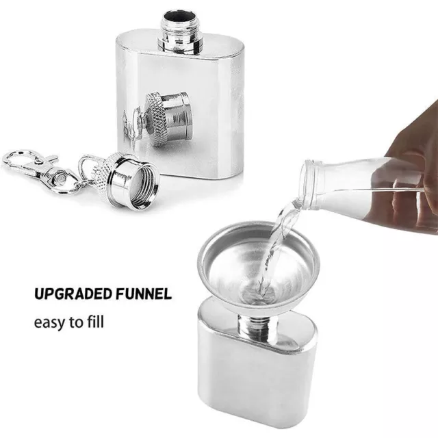 1oz Portable Mini Stainless Steel Hip Flask for Alcohol Bottle Travel Keyring 3