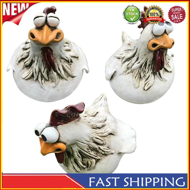 Chicken Fence Statues - Funny Big-Eyes Chicken Hen Sculpture for Garden Decor