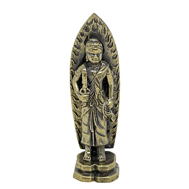 Khmer Temple Guardian Destroy Evil Buddha Amulet Mini Brass Statue Ancient Style