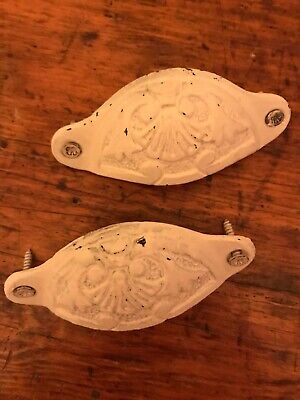 TWO (2) CAST IRON Victorian Vintage Style Cabinet Drawer Handles Pulls Cup Bin