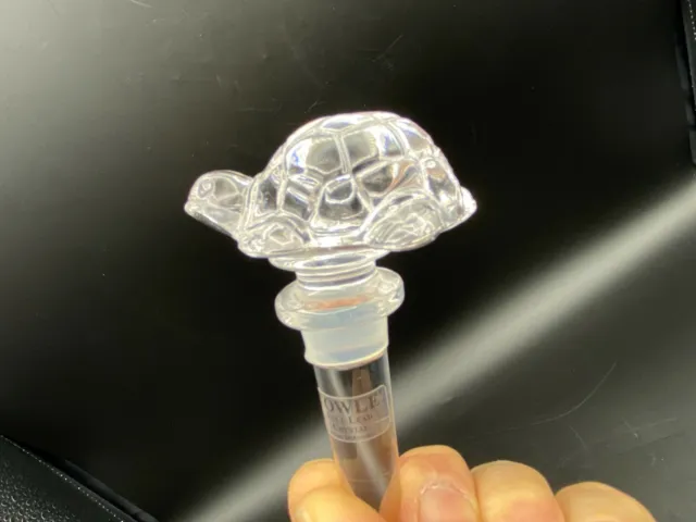 Towle Turtle Full Lead Crystal Bottle Stopper Made in Austria, 4 1/4" Long