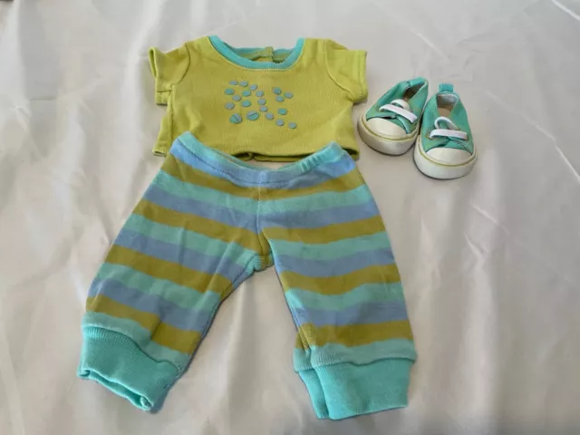 American Girl Bitty Baby Twin Roll N Go Lime Striped Outfit Retired