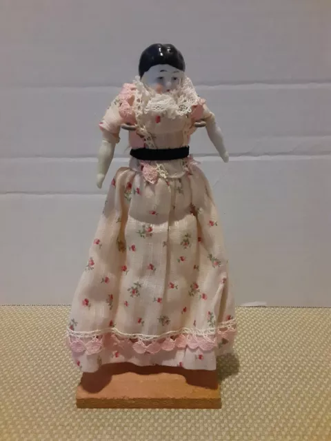 Antique Vintage Bisque? Porcelain? & Cloth Dollhouse Doll ~Beautiful #5